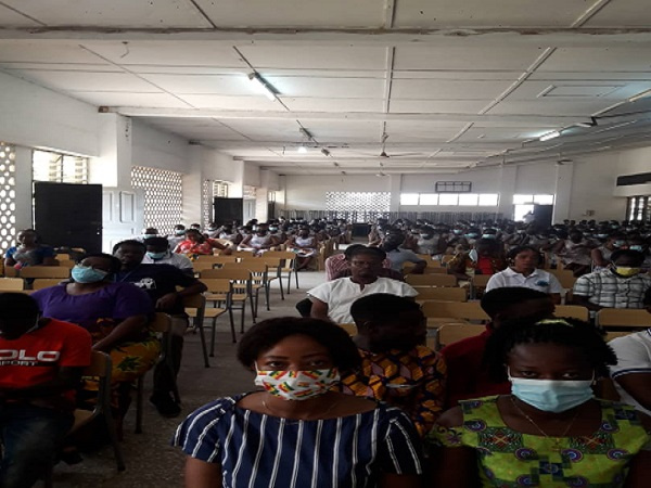 Students and teachers of the school seated during the launch