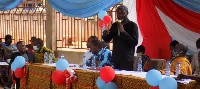 Dr. Prince Sodoke Amuzu addressing a durbar of teachers at Ave-Dakpa