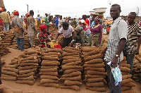 File Photo: Tubers of yam being sold on the market