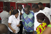 Vodafone Ghana CEO, Yolanda Cuba interacting with some of the participants of the coding programme