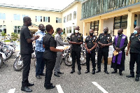 The IGP receives motorbike donation from a construction firm