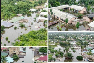 Drone pictures of Mepe under water due to Akosombo Dam spillage