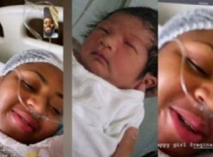 Nigerian actress, Regina Daniels has given birth to a baby boy