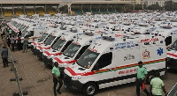 A photo of some ambulances