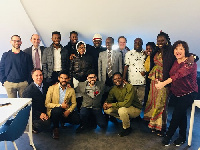 Asiedu Nketia (in grey suit) with some Ghanaian students undergoing training in Barcelona