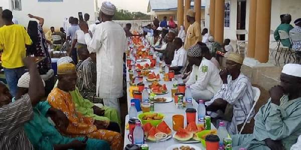 A group of Muslims having a feast