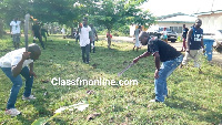 Some members of the NDC taking part in the weeding exercise