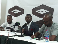 Pastor David Augustine Nii Adjaye [C] during the press briefing