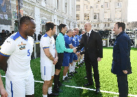 Michael Essien was joined by ex-players Jerzy Dudek and Deco in the exhibition game