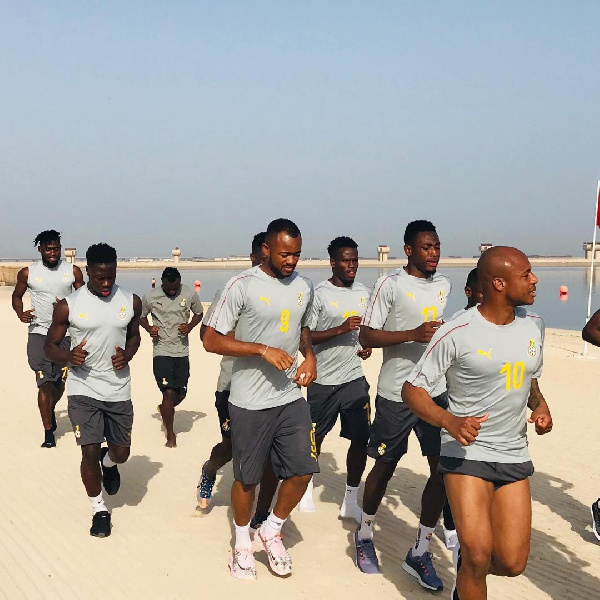 Black Stars players training in Abu Dhabi