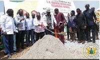 Akufo-Addo cutting sod for the construction of a new senior high technical school at Dabaa