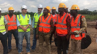 Eric Kwakye Darfour and his entourage inspecting ongoing works at the Somanya site of the UESD