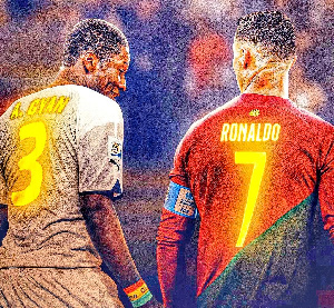 Asamoah Gyan and Cristiano Ronaldo