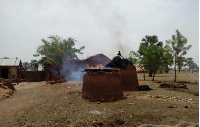 Two persons have been confirmed dead and dozens of weak mud-houses have been burnt