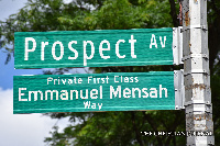 The corner of 187 Street and Prospect Avenue has been co-named in Mensah's honor.