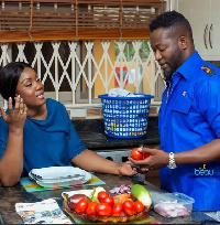 Adjetey Annan in the kitchen with his Elom