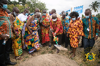 President Akufo-Addo cut the sod for work on the Keta Water Supply expansion to begin