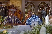 Dr Bawumia in a handshake with Otumfuo Osei Tutu II