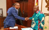 Governor of the Bank of Ghana, Ernest Kwamina Yedu Addison with President Akufo-Addo