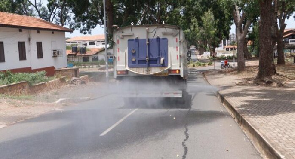 A disinfection exercise at the University of Ghana