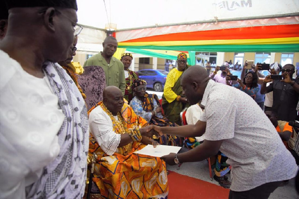 Togbi Sri lll receiving his letter of appointment at a colorful ceremony in Anlo