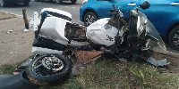 Mangled police dispatch bike as shared on social media