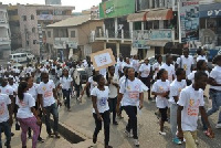 Hundred of people taking part in the walk