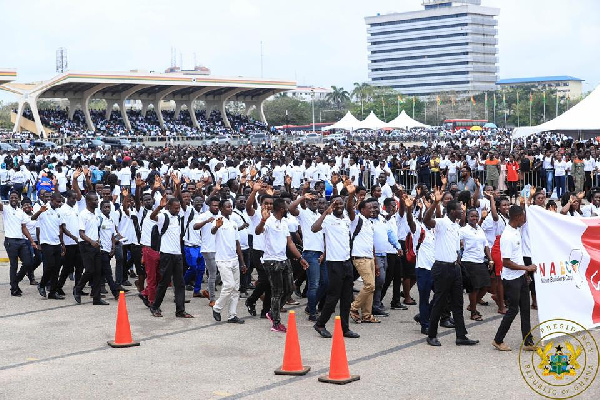 Beneficiaries of the Nation Builder's Corp(NaBCo) programme at a parade