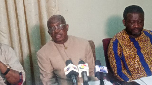 Ashanti Regional Minister, Mr. Simon Osei-Mensah addressing the media