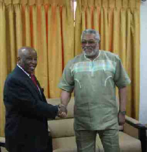 Prez Rawlings Shakes Prez Mogae