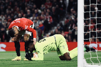 Uzoho being congratulated by Cristiano Ronaldo