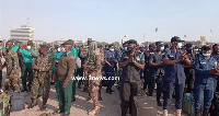 The security officers converged at the independence square after which they were dispatched