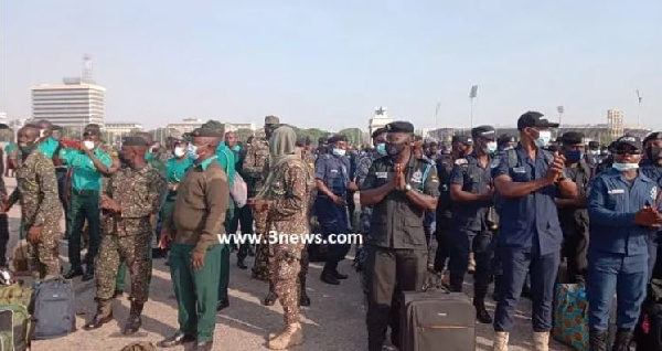 The security officers converged at the independence square after which they were dispatched