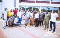 Former President John Dramani Mahama with victims of the shooting incident