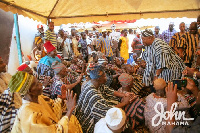 Former President Mahama greets elder of the clan