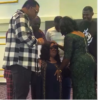 Agradaa kneels during ordination