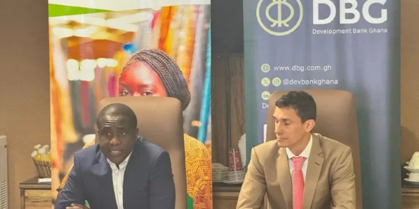 Michael Mensah-Baah, Deputy CEO of DBG, Guillaume Valence, CEO of Advans Ghana