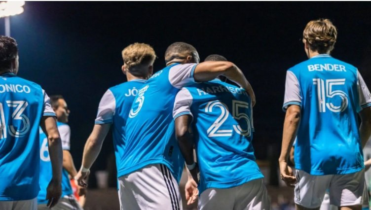 Charlotte FC players celebrate Afful's goal