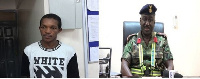 The suspect (L) and the Tema Port Security Manager, Colonel Emmanuel Nyante (R)