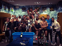 Atsu and his mates celebrating their return to EPL