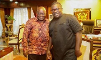 President Nana Addo in  a pose with MUSIGA president, 'Obour'