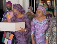 Wives of some Nigerian governors spotted with a cake in Dubai