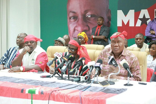 Some Party Executives led by National Chairman, Kofi Portuphy addressing a news gathering