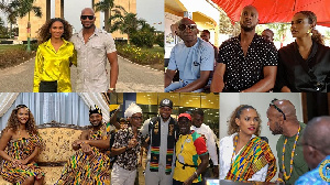 A grid photo of Asafa Powell and Alyshia's visit to Ghana