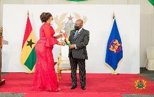 Minister for Fisheries and Aquaculture Mavis Hawa Koomson and President Akufo-Addo