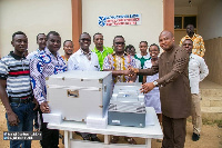 Hon Okudzeto Ablakwa presented the AmpFire HPV Detection System to the hospital earlier today