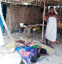 A photo of some displaced people after the sea invasion in Ketu South