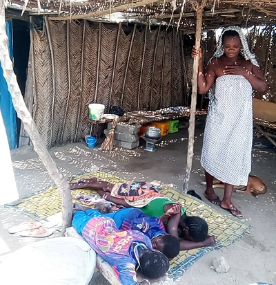 A photo of some displaced people after the sea invasion in Ketu South