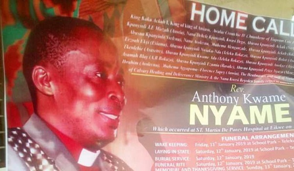 Posters of Rev Anthony Kwame Nyame have attracted sympathies from residents