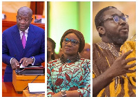 Photo collage of Kojo Oppong-Nkrumah, Joyce Bawah Mogtari and Oliver Baker-Vormawor